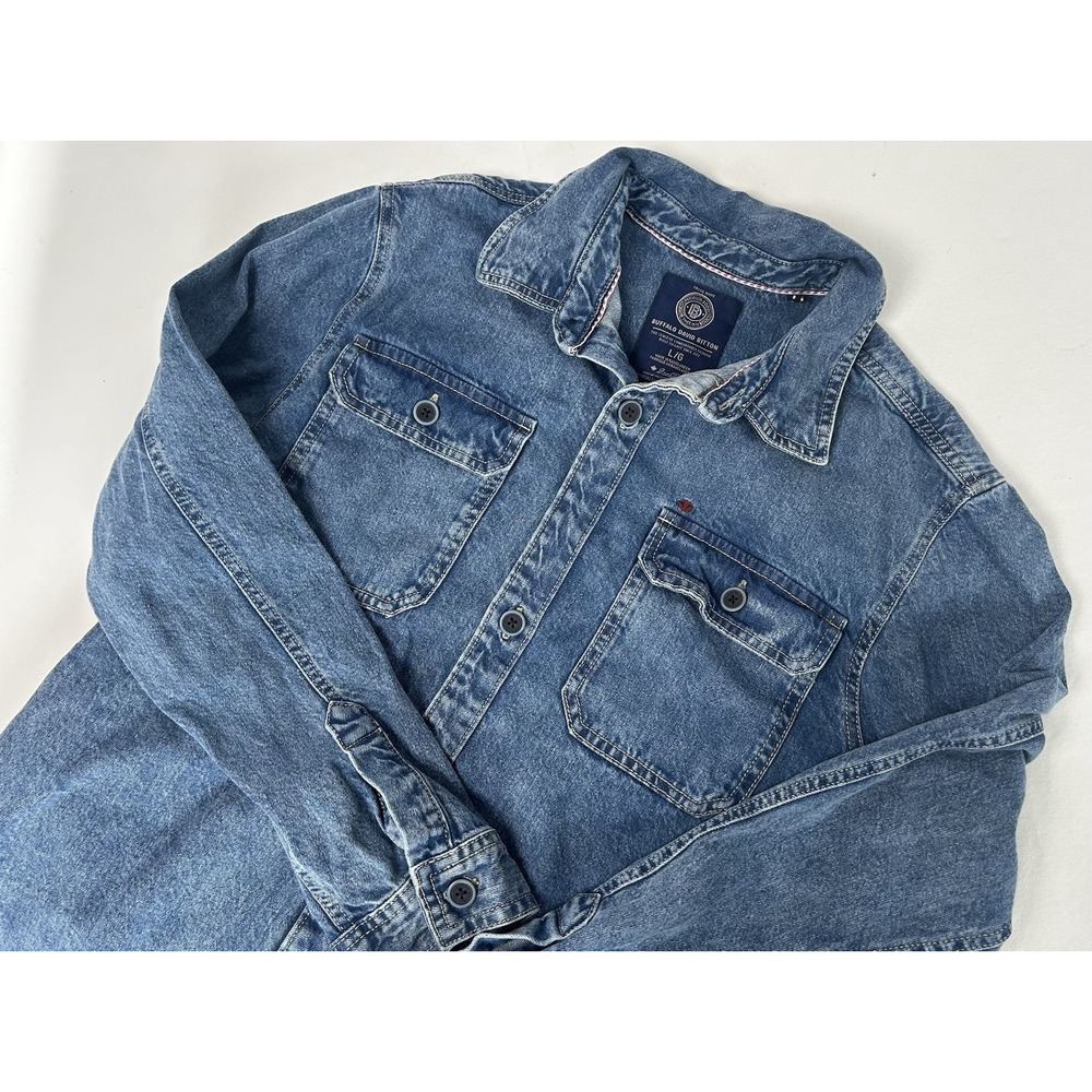 Buffalo David Bitton "Jeremy" Denim Jean Jacket Shacket Button Shirt Men's Large